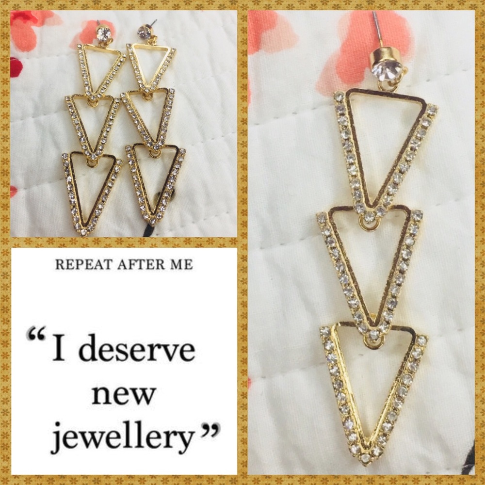 Triangle golden Diamond earrings,